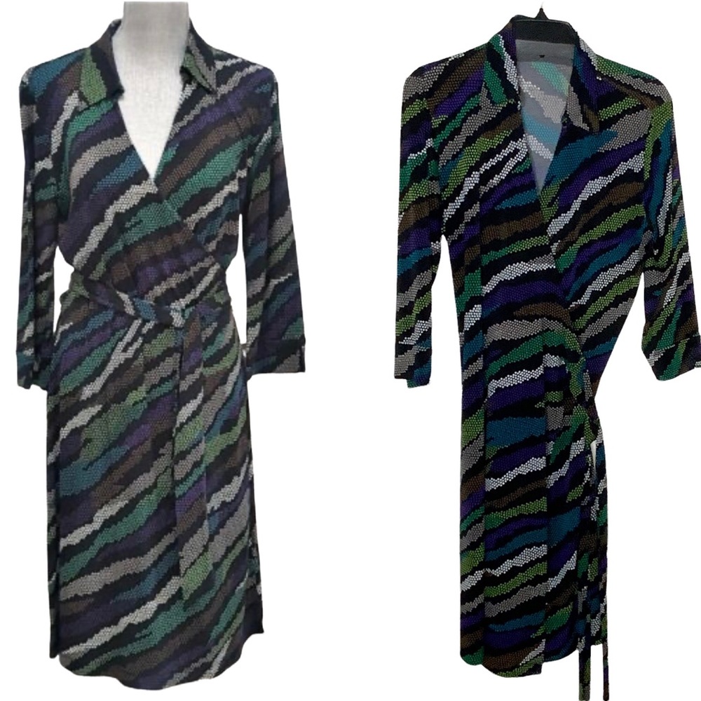 Ellen Tracy multicolor wrap dress. Long sleeves. Size XL
